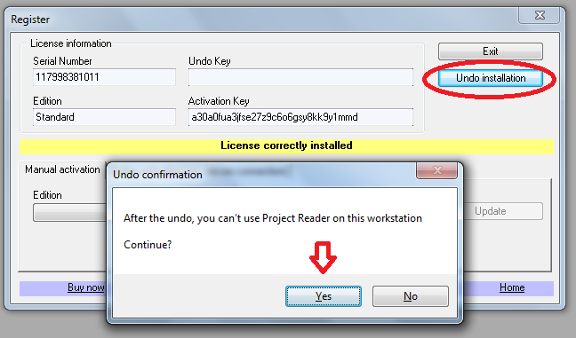 project reader activation key